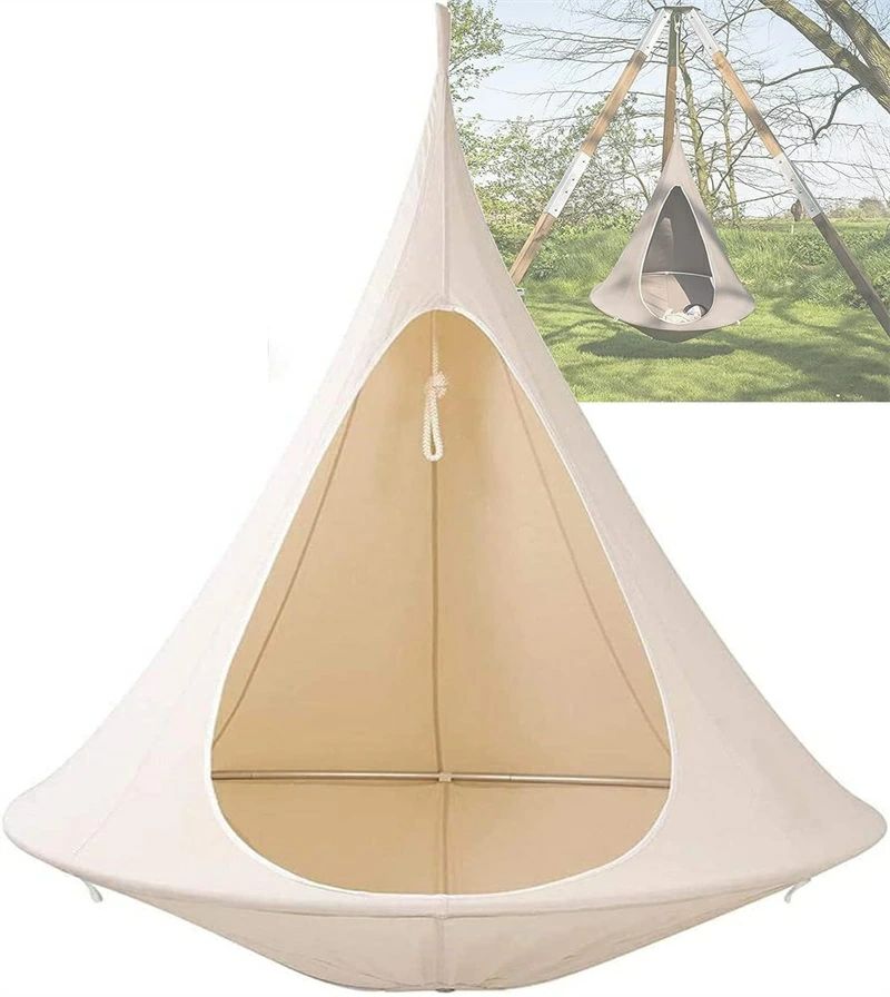 ハンモックチェア コニカル UFO 吊り下げ ハンギングスイングガーデンハンモック 大人＆子供兼用 屋内/屋外用 楕円形 キャンプ
