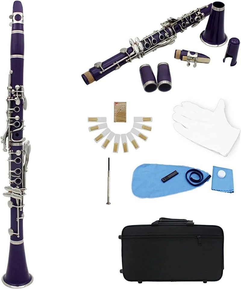 Clarinet - クラリネット 初心者 クラリネット ABS 17鍵 Bクリーニングクロスグローブと平らなソプラノ双眼クラリネット10リードリードケー