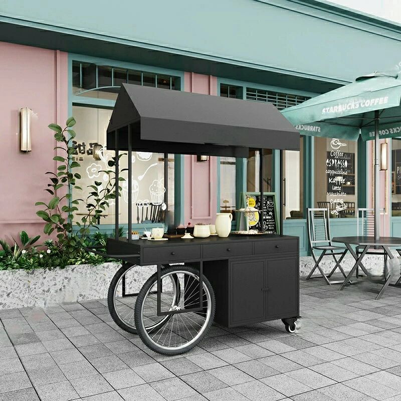 北欧風アイアン花車、屋台車、ショッピングモールのプロモーション用、引き出し付...