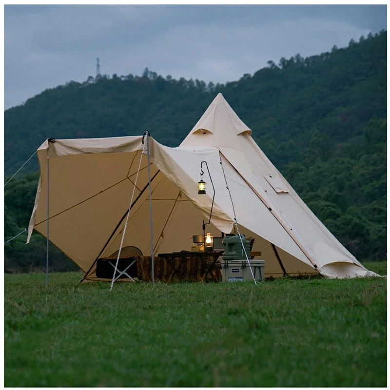 Shelter - キャノピーテント 6-8人用 前室付き ワンポールテント 大型 広い 屋外 キャンプテント 設営簡単 UVカット 防水 耐水圧?3000mm 煙
