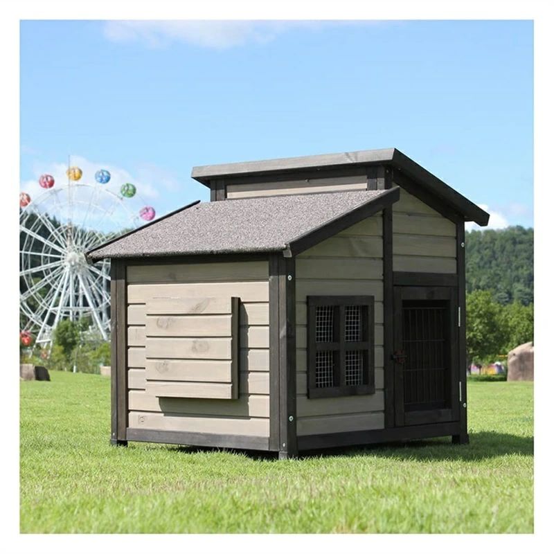犬小屋 屋外 無垢材 ペットハウス ドッグハウス 高級キャビン 雨と日差し保護 大中...
