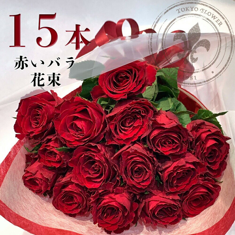 赤バラ15本の花束 銀座の赤バラ 花束 送料無料 あす楽13時まで 土日出荷 薔薇 ばら 母の日 父の日 プレゼント 銀座から届く幸せ 誕生日 ギフト 薔薇 還暦 お花 御祝 お祝 記念日 生花 15周年 賀寿祝 長寿祝 お中元 送別 妻 奥さん 嫁 母 ママ