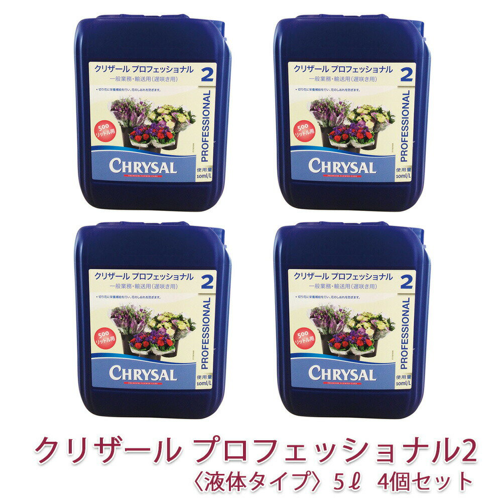 クリザール プロフェッショナル2（液体タイプ）5L 4個セット メーカー直送 切り花 延命剤 切花 長持ち 自宅用 栄養剤 活力剤 仏花 花束 切り花 フラワーフード 小袋 切花栄養剤 家庭用の切り花鮮度保持剤