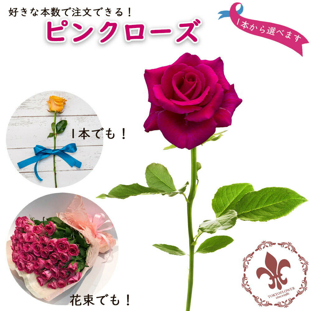 ピンクバラ 1本よりご注文可 銀座の桃色バラ 花束 ピンクローズ 生花 薔薇 ばら 母の日 父の日 プレゼント ギフト 送料別 8本以上で送料無料 土日も出荷 生花 お祝 記念日 プロポーズ 結婚祝い 誕生日 結婚 退職 長寿 金婚式