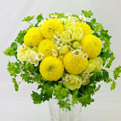 生花 ウェディングブーケ ピンポンマムのクラッチブーケ(※ブートニア付き) 花 クリスマス 送料無料 2025 プレゼント ギフト