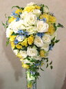 生花 ウェディングブーケ オーバル 黄色と白のティアドロップ(※ブートニア付き) 花 送料無料 母の日 父の日 2025 プレゼント ギフト