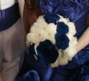 ウェディングブーケ 生花 ブートニア セット ブルーローズ、白バラ の ラウンド ブーケ 花 花束 結婚式 東京 シンプル 秋 冬 母の日 父の日 2025 お...
