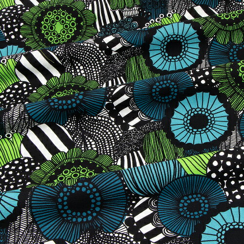 【2023年春夏新作】マリメッコ marimekko 生地 ファブリック Pieni Siirtolapuutarha Cotton Fabric ピエニ　シイルトラプータルハコットンファブリック (160 ホワイト×グリーン) 067914 160 北欧 フィンランド [2023SS]