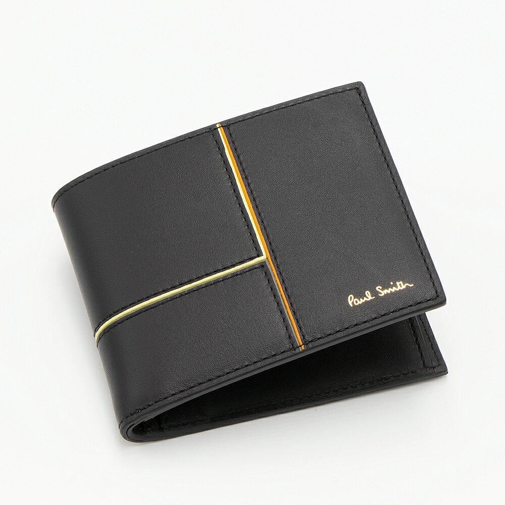 【2024年春夏新作】ポールスミス PAUL SMITH 2つ折り財布(小銭入れ付き) ブラック M1A 7268 MPANEL 79 BLACK [2024SS]