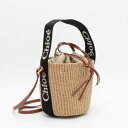 クロエ CHLOE スモールバスケットバッグ WOODY ウッディー フェアトレードペーパー CHC23AS381L18 915 BLACK&BEIGE 