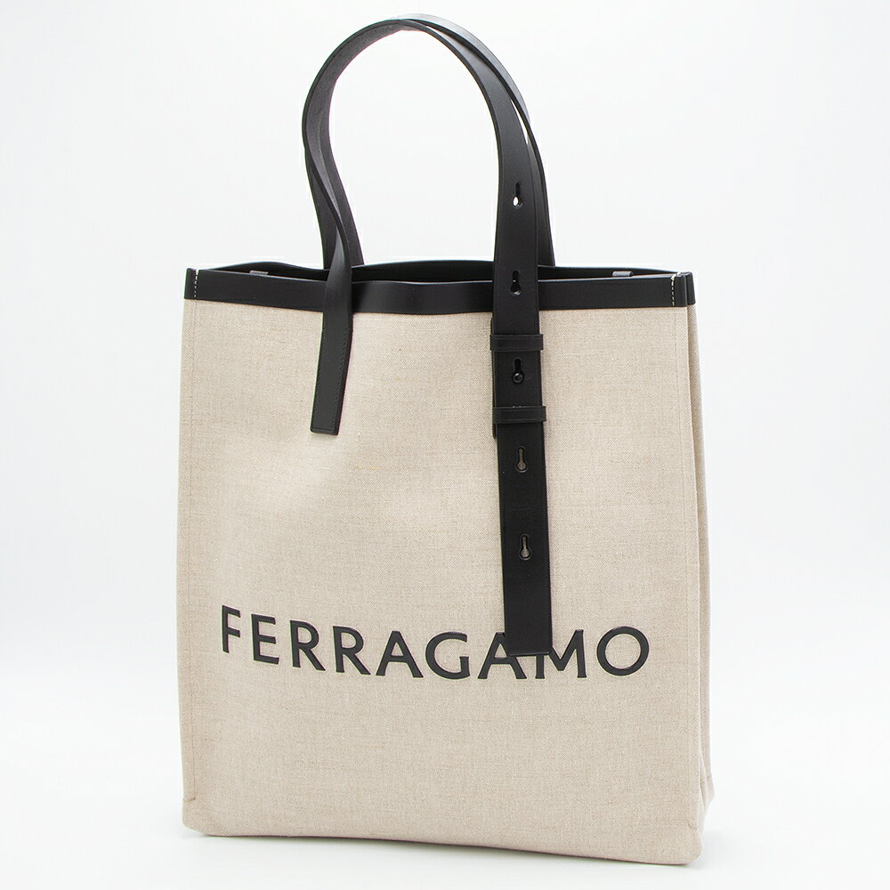 【2024年春夏新作】フェラガモ FERRAGAMO トートバッグ ナチュラル/ブラック ITEMS 241297 764870 NATURAL/BLACK [2024SS]