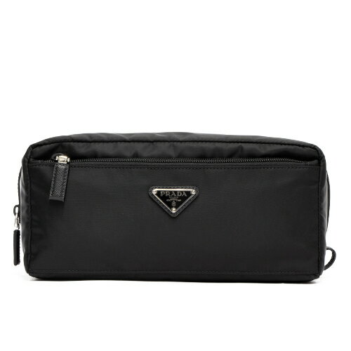 【ハッピープライス】プラダ PRADA トラベルポーチ Re-Nylon ブラック 2NA029 2DMH F0002 TESSUTO+SAFFIANO NERO