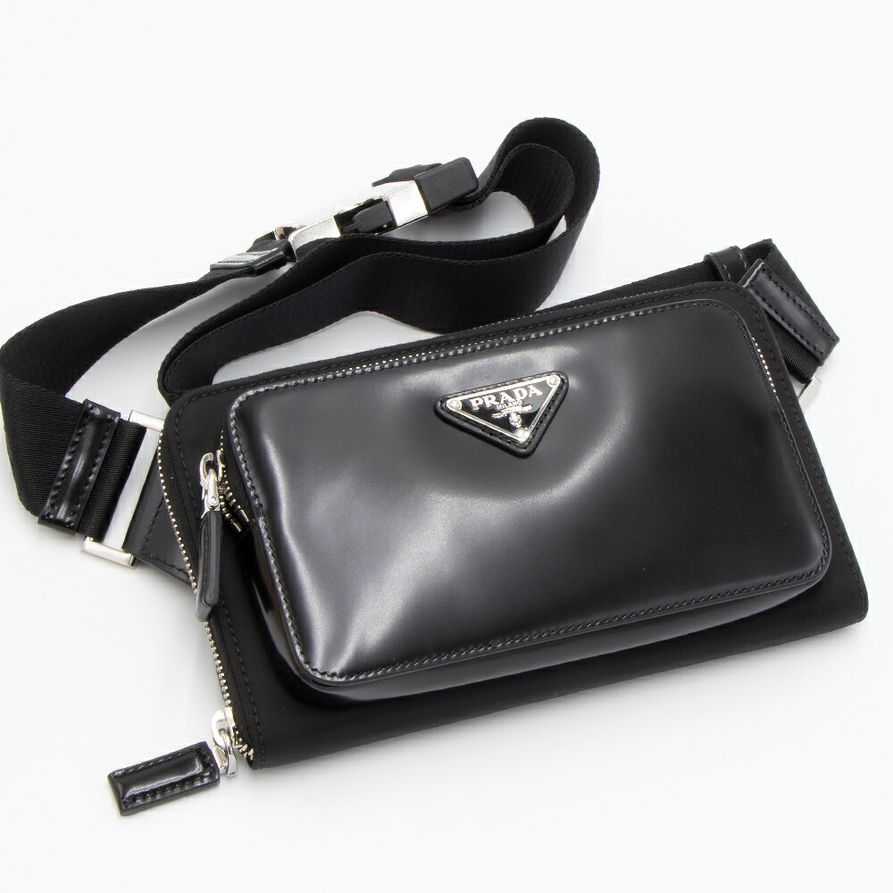 ショルダーバッグ プラダ PRADA ショルダーバッグ Re-Nylon ブラッシュドレザー ブラック 2VH156 789 F0002 OMT TESSUTO+SPAZZOLATO NERO [2024SS]