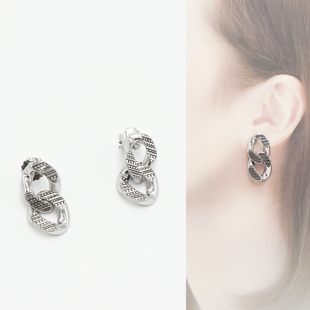 【2023年秋冬新作】マークジェイコブス MARC JACOBS ピアス シルバー MONOGRAM CHAIN LINK EARRINGS モノグラムチェーンリンクピアス 2F3JER001J28 029 LIGHT ANTIQUE SILVER [2023AW]