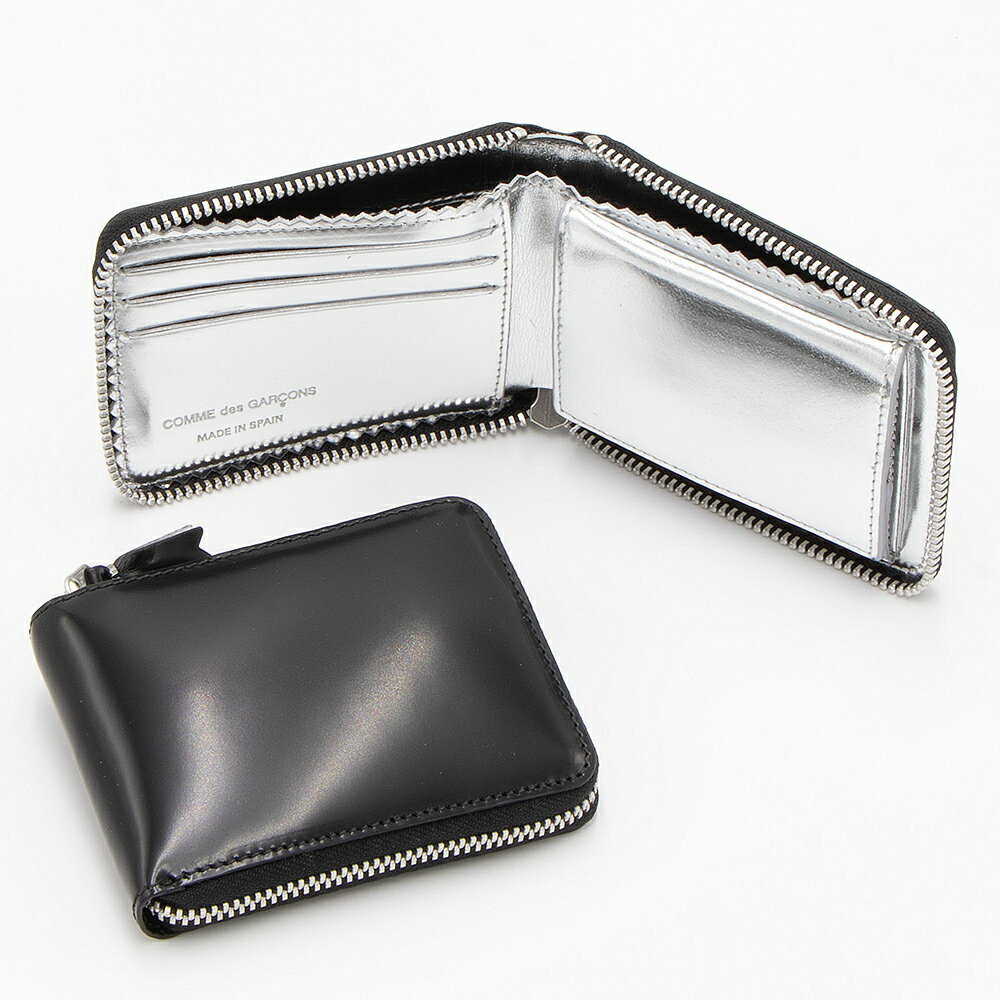 COMME des GARCONS 二つ折り ZIPウォレット シルバー(シルバー COMME des GARCONS 二つ折り ZIPウォレット シルバー(シルバー