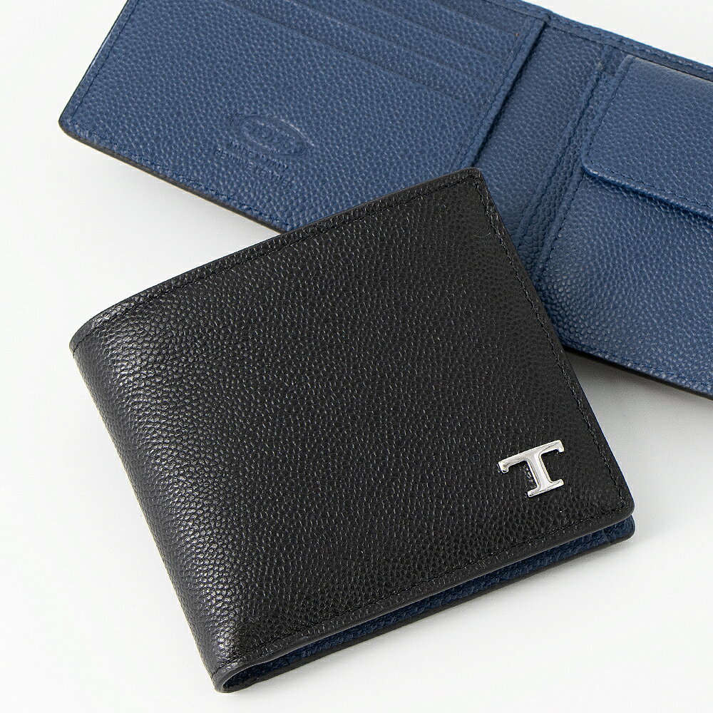 樂天商城 - トッズ TOD'S 2つ折り財布(小銭入れ付き) ブラック/ネイビー XAMTSYBB300UZO DC34 [2026SS]