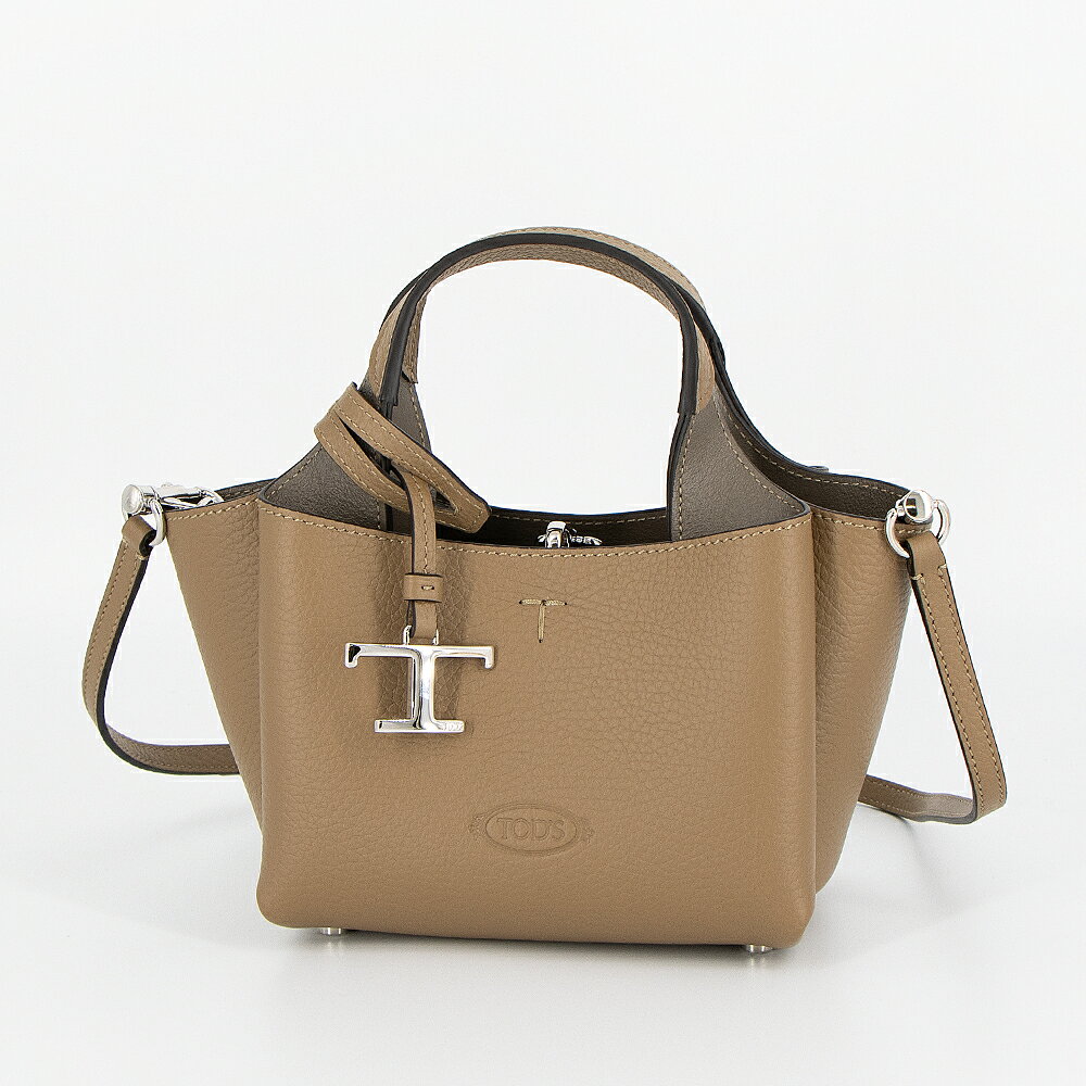トッズ TOD'S トートバッグ(2WAY仕様) マイクロ Tタイムレス T TIMELESS XBWAPAFL000QRI 6L31 BROWN 