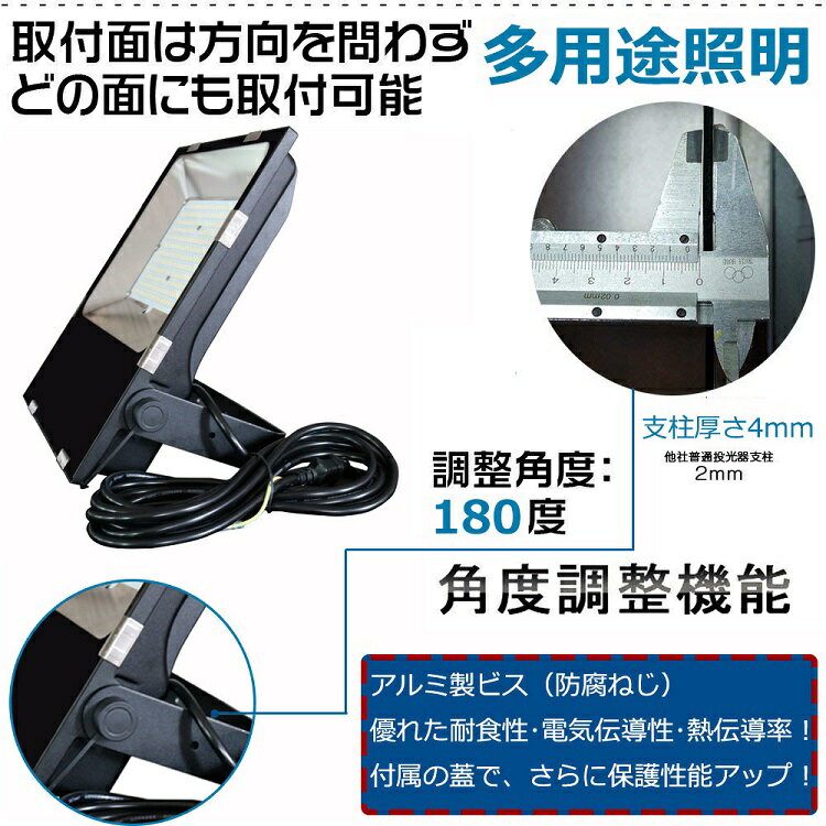 LED 投光器 LED 屋外200W 2000W相当 超爆光32000lm IP65 防水 防塵 広角120度 ACコード付き LED投光器 最新 薄型 ワークライト LED作業灯 ハイパワー 極薄型 屋内 屋外 看板照明 駐車場 工事現場 夜間作業 船舶 倉庫 工場 舞台照明 色選択 二年保証