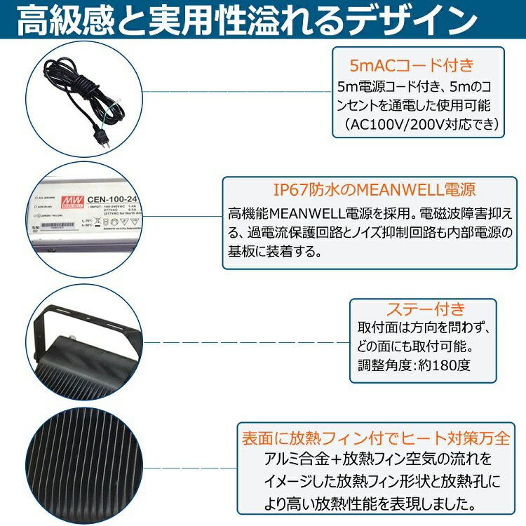 LED投光器極薄型50W500w相当作業灯