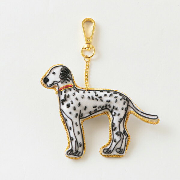 インド ザリ刺繍キーホルダー ダルメシアン 犬 いぬ 動物 アニマル チャーム キラキラ かわいい プレゼ..