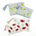 フルーツ刺繍 フラットミニポーチ いちご レモン 果物 かわいい ギフト プレゼント 母の日 メーカー直送 送料無料(4)