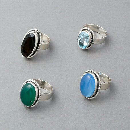 シルバー オーバル天然石リング 指輪 レディース メンズ ユニセックス シンプル シルバーリング カジュアル プレゼント ギフト 東京かんかん