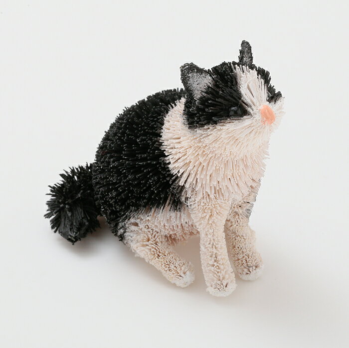 置物 たわしアニマル ネコ 猫 黒白 オブジェ 人形 インテリア 動物 アニマル ギフト プレゼント 癒し ..
