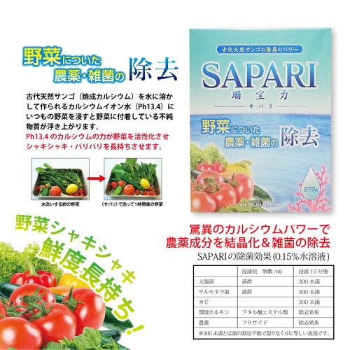SAPARI食品洗浄剤野菜についた農薬・雑菌の除去