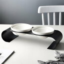 ペット食器台 スタンド付き シンプル 高級感 ブラック×ホワイト 皿 餌入れ 陶器 セラミック フードボウル 猫 ペット 食器 お水入れ 猫ボウル 犬 セット ...