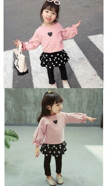 女の子 Tシャツ レギンス 上下セット 韓国子供服 セットアップ 赤ちゃん キッズ 可愛い ベビー服 キュート お出かけ 普段着 遠足 通園 通学 80-120cm cj0131
