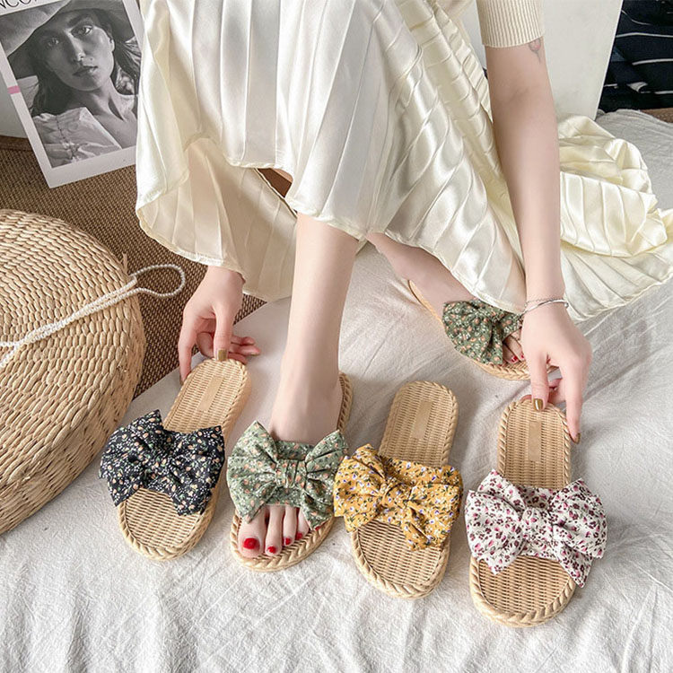 スリッパ ローヒール スリッポン レーディス 靴 シューズ 女の子 カジュアルビーチ 海 おしゃれ お出かけ 柔らかい コンフォート 2cmヒール 可愛い 蝶結...