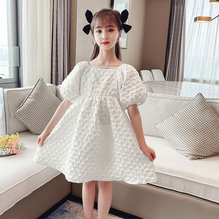 ピアノ発表会 ドレス ワンピース キッズ 半袖 夏 子ども Aライン 女の子 ドレス プレゼント ホワイト ..