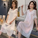 パジャマ ワンピース 無地 可愛い 半袖 夏 マキシ丈 体型カバー プリンセス ゆったり エアコン対応 着心地良い 部屋着 寝巻き SY-268