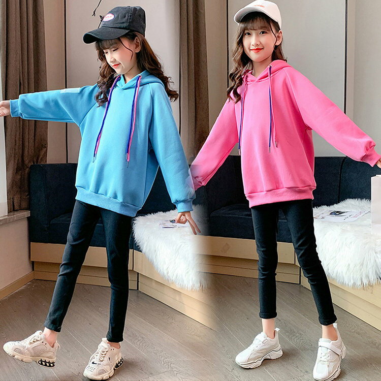 楽天TokyoLion子供服 トップス 可愛い スウェット キッズ 長袖 子供用 女の子 帽子付き お出かけ 小学生 通学 110-160 マゼンタ ブルー カジュアル 普段着 ウォーキング TZ-863