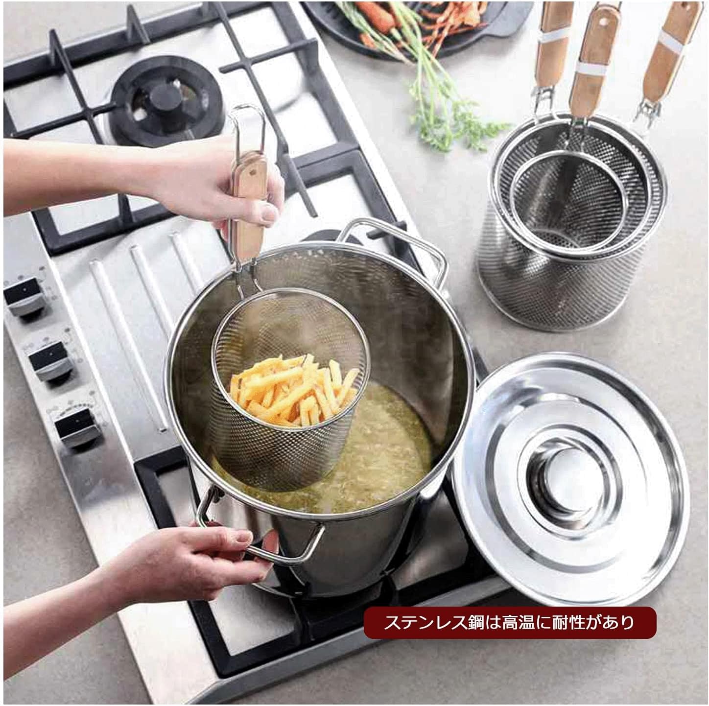 業務用木柄 乾燥させやすい 木柄 てぼ フック付き うどん うどんてぼ 飲食店家庭用 水切り ラーメン専用 メッシュ 業務用 こし器 ステンレス製 パスタ揚げ てぼ 麺 調理器具 ラーメン 天然木 てぼ 麺器 キッチン用品 フック付 湯切りざる 深型 tokyolion-10017648 TokyoLion サンプル画像3