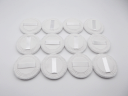 【日本製・数量限定】プレストパウダー用パフ 12個 直径約54mm材質:コットン 毛足3mm 生地色:白 リボン色:白 合成皮革:白 (D-321)化粧 メイク...