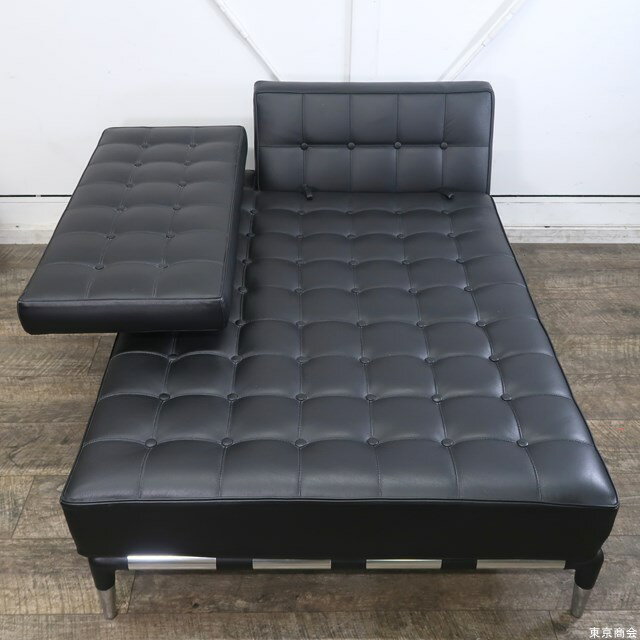 【高級家具フェア】Cassina ixc 241-22 PRIVE 1人掛ロングシート 黒革 右ホリゾンタルアーム