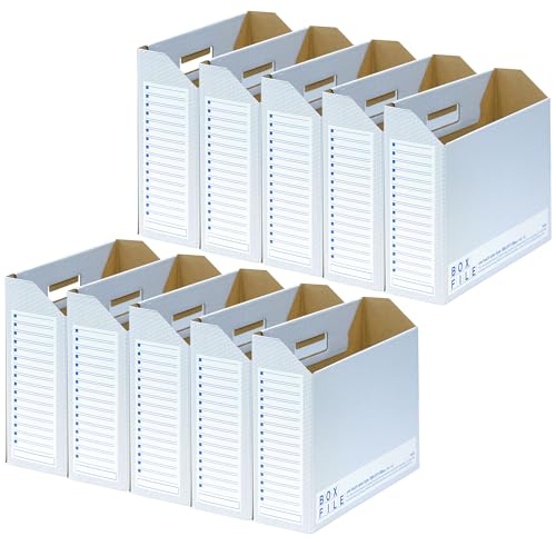 プラス ファイルボックス ダンボール エコノミー 10冊 A4横 背幅100mm 553-988 ブルー 送料無料