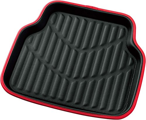 ボンフォーム カーマット 3Dレザーマット 普通車 リヤ 1枚 防水 丸洗いOK ズレ防止加工 レザー素材 50x45cm レッド 6 送料無料