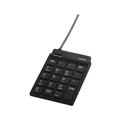 BUFFALO 有線スリムテンキーボード ハブ付き ブラック BSTKH08BK 送料無料