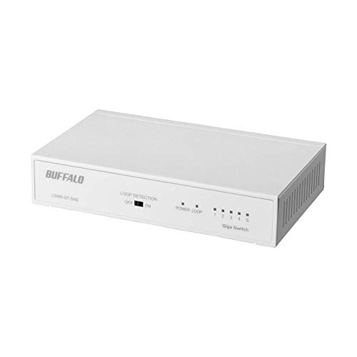 BUFFALO Giga対応 金属筐体 電源内蔵 5ポート LSW6-GT-5NS/WH ホワイト スイッチングハブ マグネット 壁掛 　送料無料