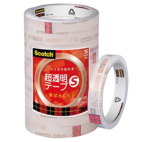 3M スコッチ 超透明テープS 10巻パック 15mm×35m 大巻 BK-15N 送料無料