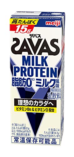SAVAS(ザバス) MILK PROTEIN 脂肪0 ミルク風味 200ml×24 明治 ミルクプロテイン 　送料無料