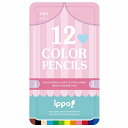 トンボ鉛筆 色鉛筆 12色 小学生 ippo! (スライド式の缶) プリント ピンク CL-RRW0412C 送料無料