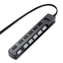 エレコム 電源タップ 雷ガード 個別スイッチ ほこりシャッター付 6個口 2.5m ブラック T-K6A-2625BK 送料無料