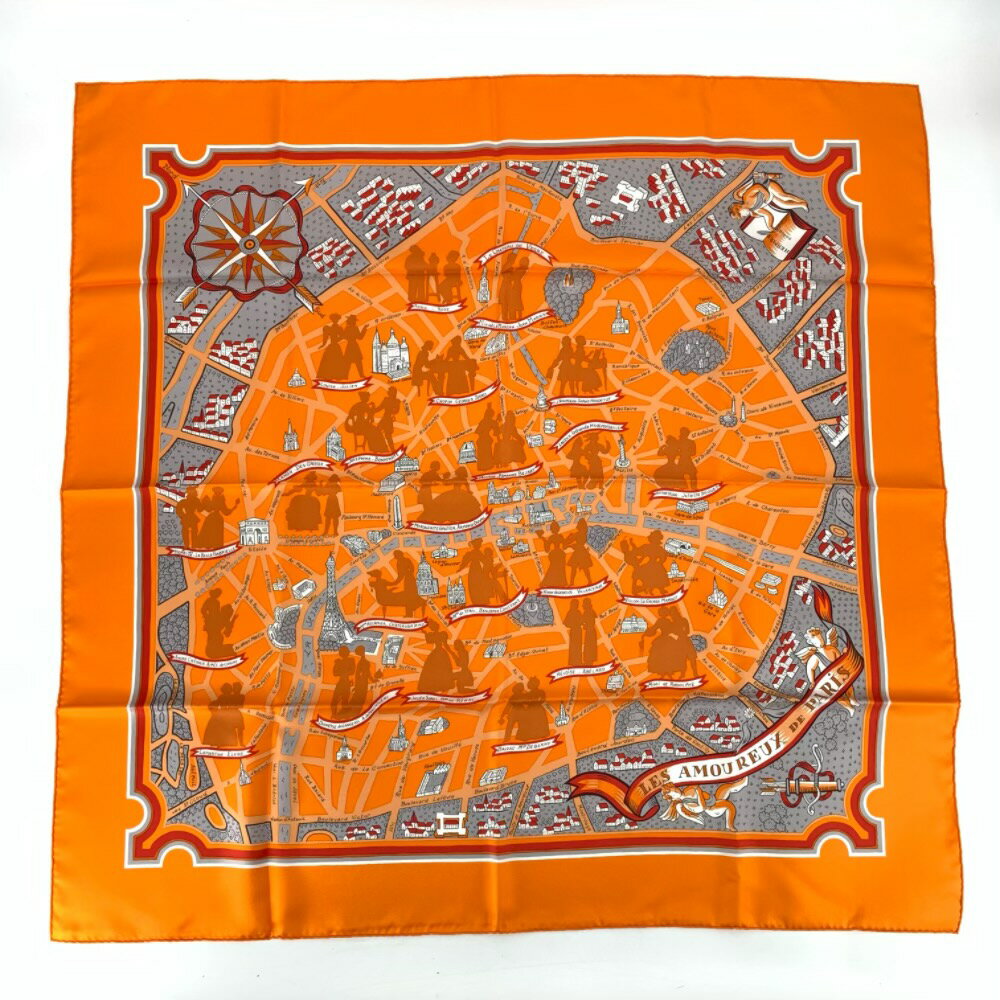 極美品 HERMES エルメス スカーフ カレ90 LES AMOUREUX DE PARIS パリの恋人