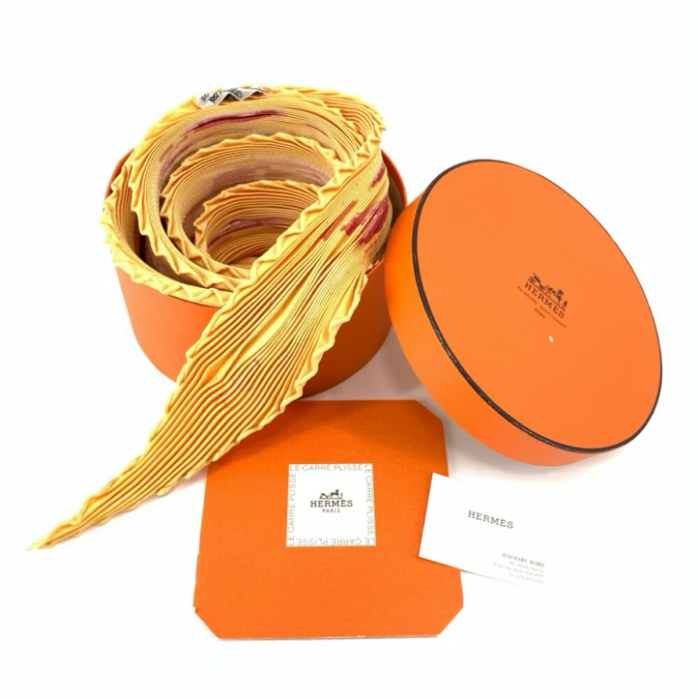 極美品 HERMES エルメス SOUS LES ORANGERS オレンジの木の下で プリーツスカーフ