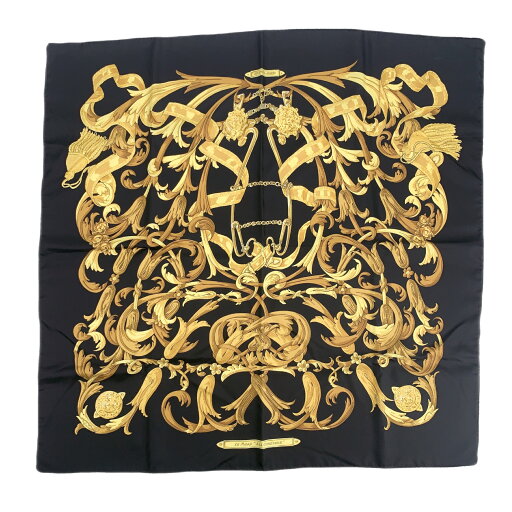 極美品 HERMES エルメス カレ90 LE MORS A LA CONETABLE 轡の気品 ブラックxゴールド 箱付き スカーフ シルク 極美品 HERMES エルメス カレ90 LE MORS A LA CONETABLE 轡の気品 ブラックxゴールド 箱付き スカーフ シルク