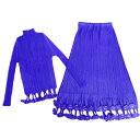 未使用級 PLEATSPLEASE プリーツプリーズ ISSEY MIYAKE イッセイミヤケ 音符 デザイン セットアップ パープル PP81-JK502 PP81-JG506 サイズ3
