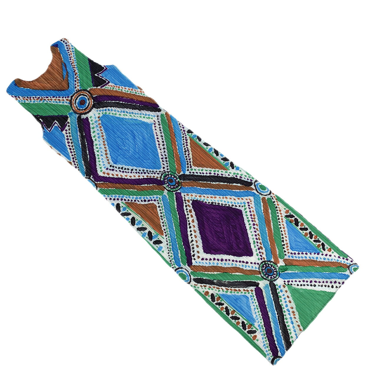 未使用級 PLEATS PLEASE プリーツプリーズ ISSEI MIYAKE イッセイミヤケ ロング ワンピース カラー 水彩画 サイズ2